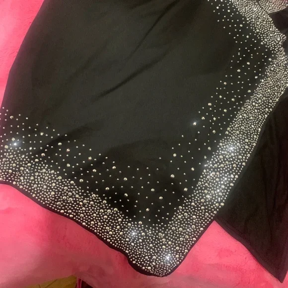 HP Long sleeve Black dress with rhinestones and slits night out size 3XL - Picture 6 of 9